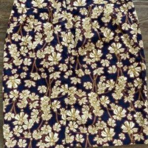 J. Crew Size 14 Pencil Skirt Navy Blue & Gold